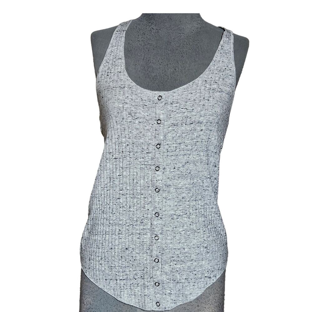 David Lerner Gray Cotton Blend Tank Size Large